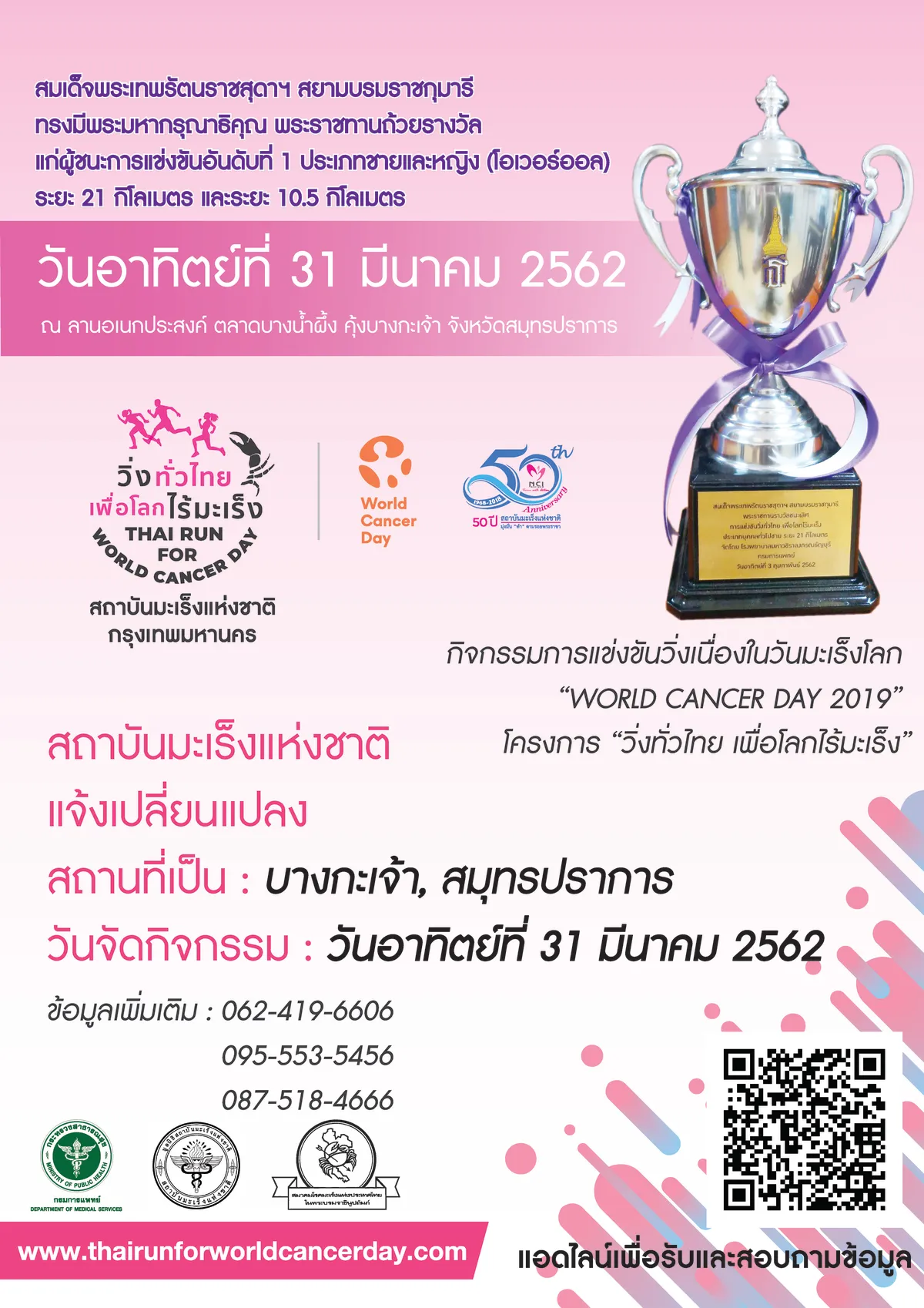 THAI RUN FOR WORLD CANCER DAY : National Cancer Institute of Thailand's banner