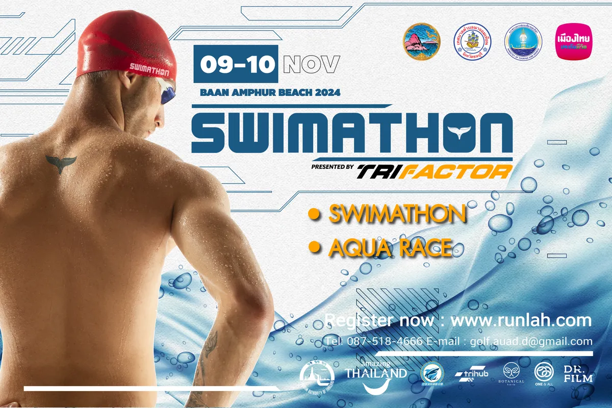 SWIMATHON 2024 presented by TriFactor's banner