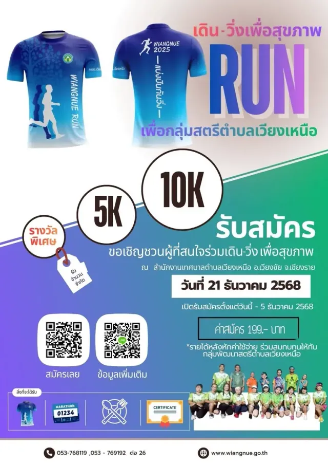 เดิน-วิ่ง เพื่อสุขภาพและเพื่อกลุ่มพัฒนาสตรีตำบลเวียงเหนือ 2025's banner